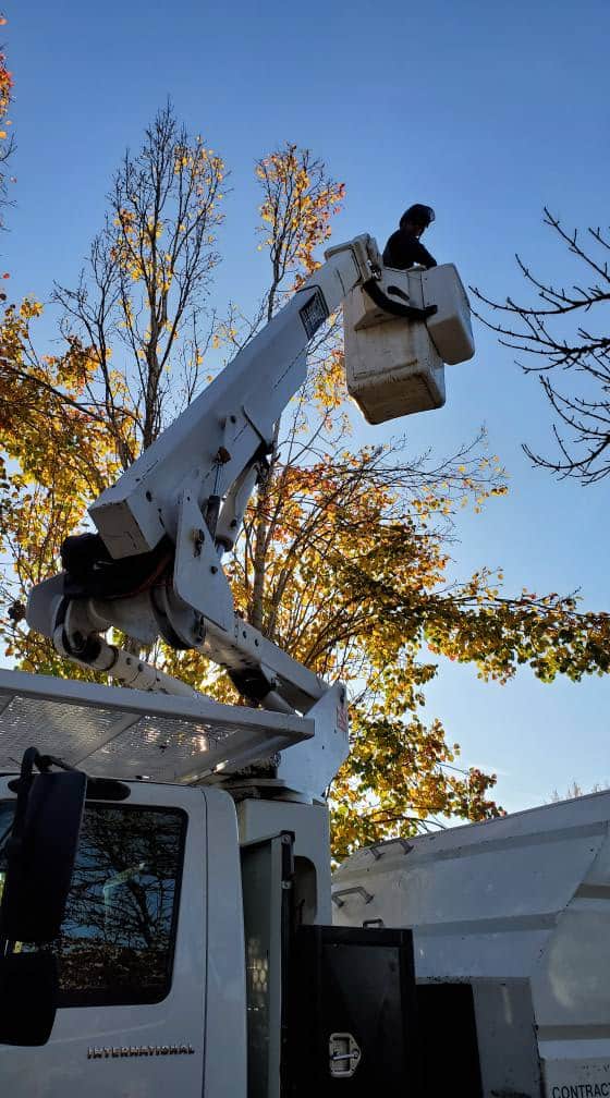 crew in high up on machine